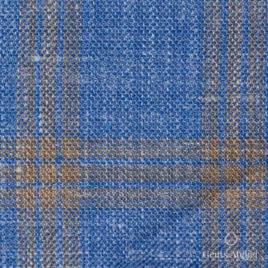 Костюмная ткань Marzoni 655 - 512 / 1200 — Sky Blue / Yellow, оконная клетка, 40% шерсть, 35% шёлк, 25% лён