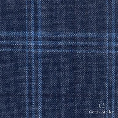 Костюмная ткань Marzoni 655 - 551 / 1200 — Синий, оконная клетка, 100% шерсть
