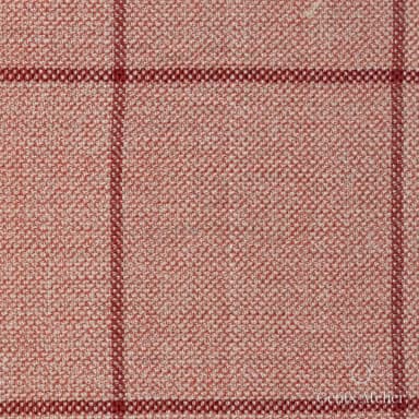 Костюмная ткань Marzoni 655 - 563 / 1200 — Coral / Красный, оконная клетка, 50% шерсть, 38% шёлк, 12% лён