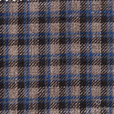 Костюмная ткань Marzoni 605 - 788 / 800 — Коричневый / Синий, клетка, 100% лён