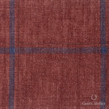 Костюмная ткань Marzoni 613 - 560 / 700 — Красный / Синий, оконная клетка, 100% лён