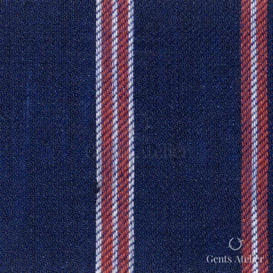 Костюмная ткань Marzoni 613 - 576 / 900 — Тёмно-синий / Красный, полоса, 100% лён