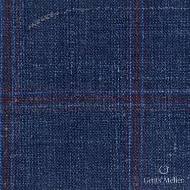 Костюмная ткань Marzoni 655 - 577 / 1200 — Синий / Красный, оконная клетка, 71% шерсть, 15% шёлк, 14% лён