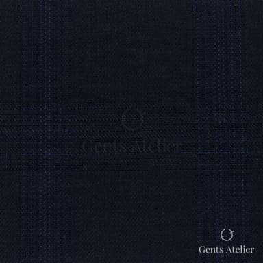 Костюмная ткань Marzoni 608 - 238 / 1500 — Тёмно-синий, в клетку, 100% шерсть