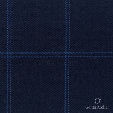 Костюмная ткань Marzoni 608 - 248 / 1500 — Тёмно-синий / Синий, в клетку, 100% шерсть
