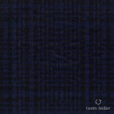 Костюмная ткань Marzoni 609 - 434 / 1000 — Синий / Тёмно-синий, оконная клетка, 100% шерсть