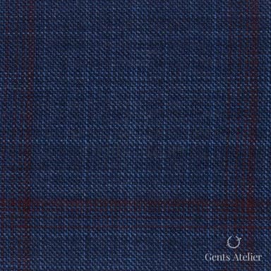 Костюмная ткань Marzoni 600 - 463 / 1000 — Тёмно-синий / Бордовый, оконная клетка, 100% шерсть
