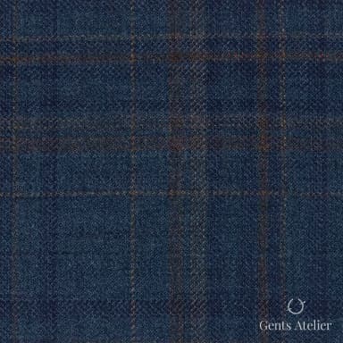 Костюмная ткань Marzoni 600 - 494 / 1000 — Teal / Коричневый, оконная клетка, 100% шерсть