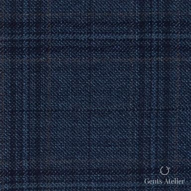 Костюмная ткань Marzoni 600 - 501 / 1000 — Синий / Тёмно-синий, оконная клетка, 100% шерсть