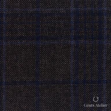 Костюмная ткань Marzoni 600 - 518 / 1000 — Коричневый / Тёмно-синий, оконная клетка, 100% шерсть