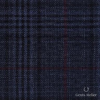 Костюмная ткань Marzoni 600 - 519 / 1000 — Синий / Красный, оконная клетка, 100% шерсть