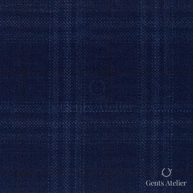 Костюмная ткань Marzoni 607 - 847 / 1000 — Синий, оконная клетка, 100% шерсть