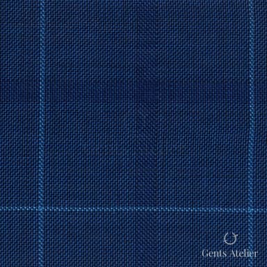 Костюмная ткань Marzoni 607 - 853 / 1000 — Синий / Sky Blue, оконная клетка, 100% шерсть
