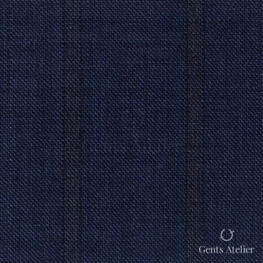 Костюмная ткань Marzoni 607 - 880 / 1000 — Синий / Серый, полоса, 100% шерсть