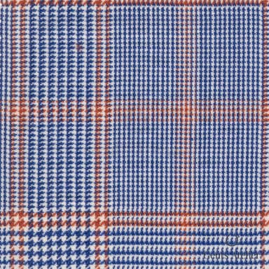 Костюмная ткань Marzoni 609 - 083 / 900 — Синий / Orange, гусиная лапка, 100% шерсть