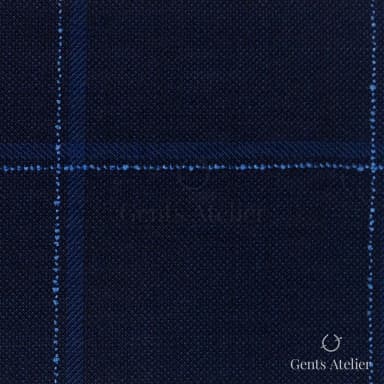 Костюмная ткань Marzoni 621 - 053 / 900 — Синий, оконная клетка, 100% шерсть