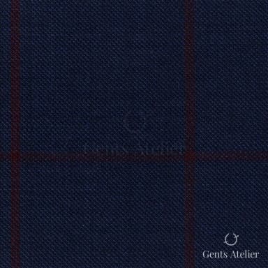 Костюмная ткань Marzoni 621 - 062 / 900 — Синий / Красный, оконная клетка, 100% шерсть