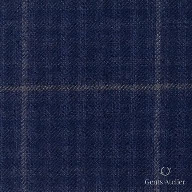 Костюмная ткань Marzoni 655 - 024 / 1200 — Синий / Серый, оконная клетка, 95% шерсть, 5% кашемир