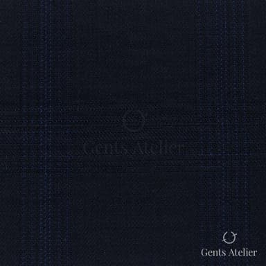 Костюмная ткань Marzoni 608 - 238 / 1500 — Тёмно-синий, оконная клетка, 100% шерсть