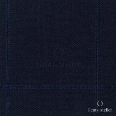 Костюмная ткань Marzoni 608 - 253 / 1500 — Тёмно-синий, оконная клетка, 100% шерсть