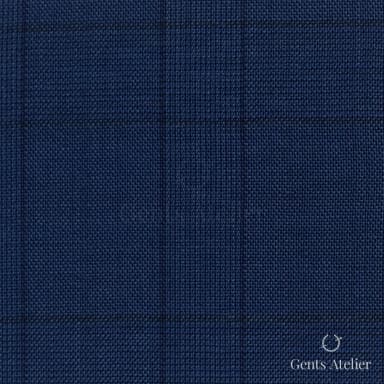 Костюмная ткань Marzoni 608 - 255 / 1500 — Синий, оконная клетка, 100% шерсть
