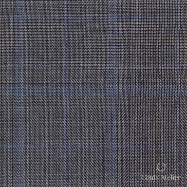 Костюмная ткань Marzoni 725 - 455 / 1300 — Коричневый / Синий, оконная клетка, 100% шерсть