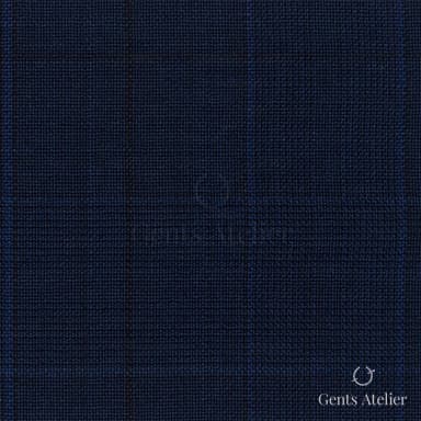 Костюмная ткань Marzoni 725 - 456 / 1400 — Тёмно-синий / Синий, оконная клетка, 100% шерсть
