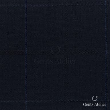 Костюмная ткань Marzoni 725 - 471 / 1300 — Тёмно-синий / Синий, оконная клетка, 100% шерсть