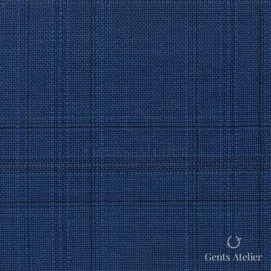Костюмная ткань Marzoni 725 - 477 / 1300 — Синий / Тёмно-синий, оконная клетка, 100% шерсть