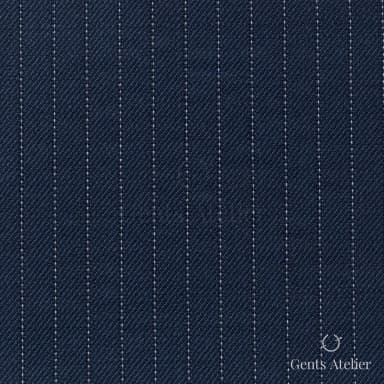 Костюмная ткань Marzoni 725 - 482 / 1400 — Тёмно-синий / Белый, полоса, 100% шерсть