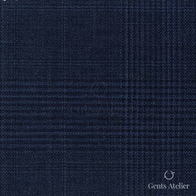Костюмная ткань Marzoni 725 - 489 / 1500 — Синий / Тёмно-синий, оконная клетка, 100% шерсть