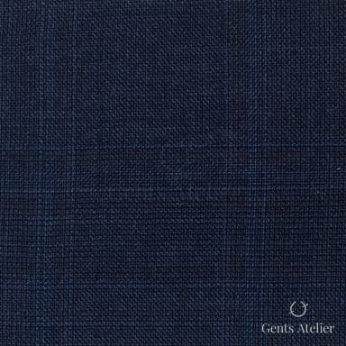 Костюмная ткань Marzoni 725 - 493 / 1500 — Тёмно-синий / Синий, оконная клетка, 100% шерсть