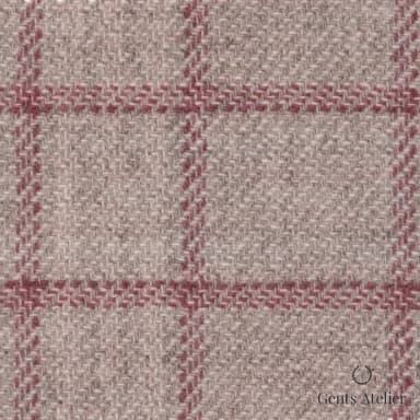 Костюмная ткань Marzoni 651 - 675 / 1200 — Бежевый / Бордовый, виндоупейн, 90% шерсть, 10% Cashmere