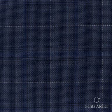 Костюмная ткань Marzoni 607 - 849 / 1000 — Синий / Слоновая кость, виндоупейн, 100% шерсть