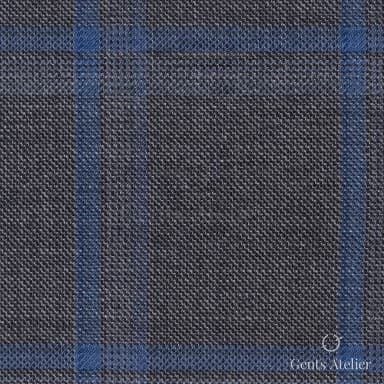 Костюмная ткань Marzoni 609 - 776 / 1000 — Серый / Синий, в клетку, 100% шерсть