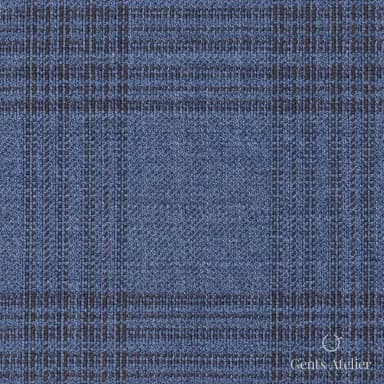 Костюмная ткань Marzoni 609 - 881 / 1000 — Голубой / Коричневый, виндоупейн, 100% шерсть