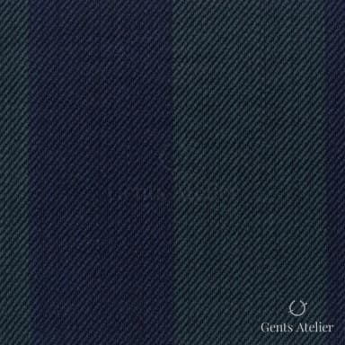Костюмная ткань Marzoni 653 - 425 / 1000 — Зелёный / Синий, в полоску, 100% шерсть