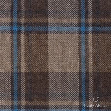 Костюмная ткань Marzoni 655 - 505 / 1200 — Коричневый / Синий, виндоупейн, 100% шерсть