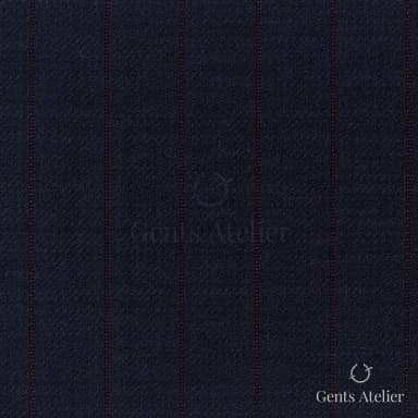 Костюмная ткань Marzoni 723 - 012 / 1200 — Тёмно-синий / Красный, в полоску, 100% шерсть