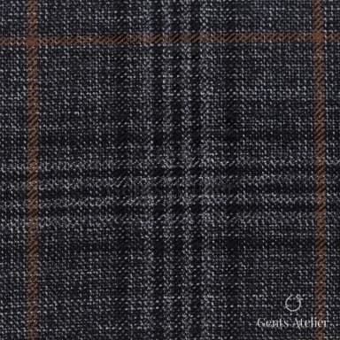 Костюмная ткань Marzoni 600 - 524 / 1000 — Тёмно-серый / Коричневый, виндоупейн, 100% шерсть
