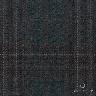 Костюмная ткань Marzoni 600 - 575 / 1000 — Зелёный / Коричневый, виндоупейн, 100% шерсть