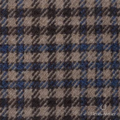 Костюмная ткань Marzoni 651 - 612 / 1200 — Бежевый / Синий, в клетку, 90% шерсть, 10% Cashmere