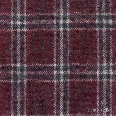 Костюмная ткань Marzoni 651 - 645 / 1200 — Бордовый / Зелёный, в клетку, 100% шерсть
