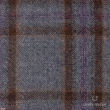 Костюмная ткань Marzoni 651 - 652 / 1200 — Светло-серый / Коричневый / Фиолетовый, виндоупейн, 100% шерсть