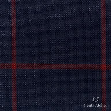 Костюмная ткань Marzoni 619 - 138 / 1000 — Тёмно-синий / Красный, виндоупейн, 100% шерсть