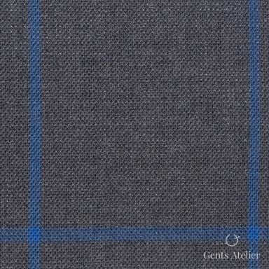 Костюмная ткань Marzoni 619 - 139 / 1000 — Серый / Голубой, виндоупейн, 100% шерсть