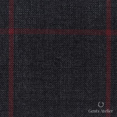 Костюмная ткань Marzoni 619 - 140 / 1000 — Серый / Красный, виндоупейн, 100% шерсть