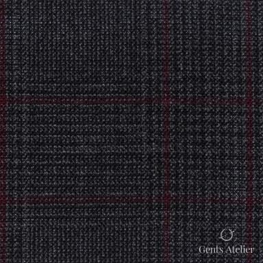 Костюмная ткань Marzoni 619 - 158 / 1000 — Тёмно-серый / Бордовый, виндоупейн, 100% шерсть