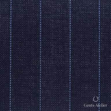 Костюмная ткань Marzoni 619 - 162 / 1000 — Тёмно-синий / Синий, в полоску, 100% шерсть