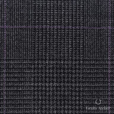 Костюмная ткань Marzoni 619 - 167 / 1000 — Тёмно-серый / Сиреневый, виндоупейн, 100% шерсть